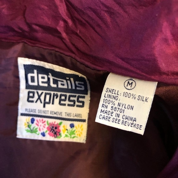 Vintage Details Express 100% Silk 80s Zip Up Bomber Jacket - Picture 5 of 7